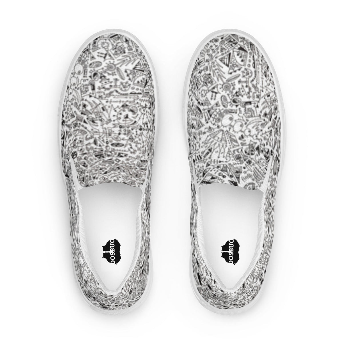 Women's "Dream Schematic #1" Slip-On Canvas Shoes by Brian Tohill — front angle view