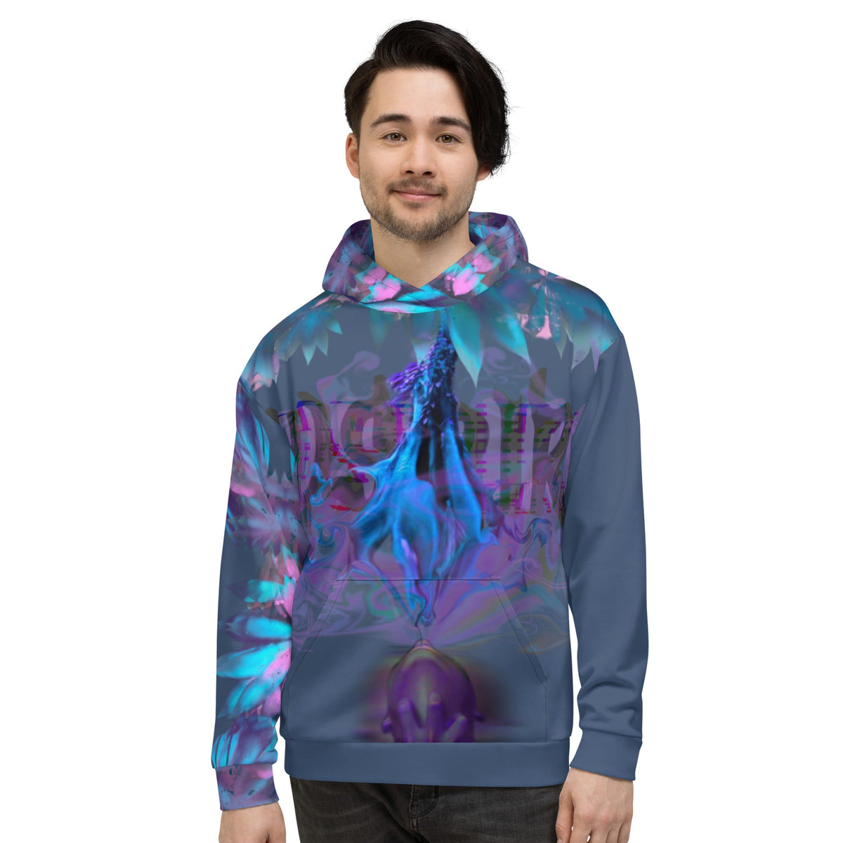 "Suspiro Ice" Hoodie by Ana Tohill — front view detail