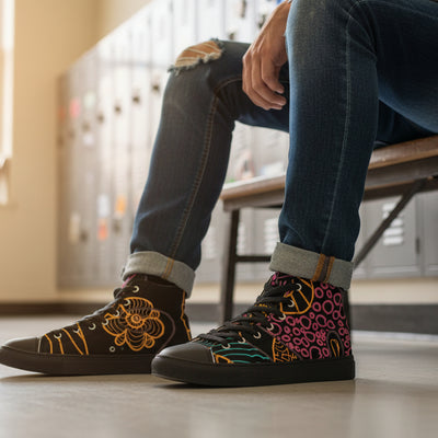 Men’s INVERTED "Some Jazz Schematic" high top canvas shoes