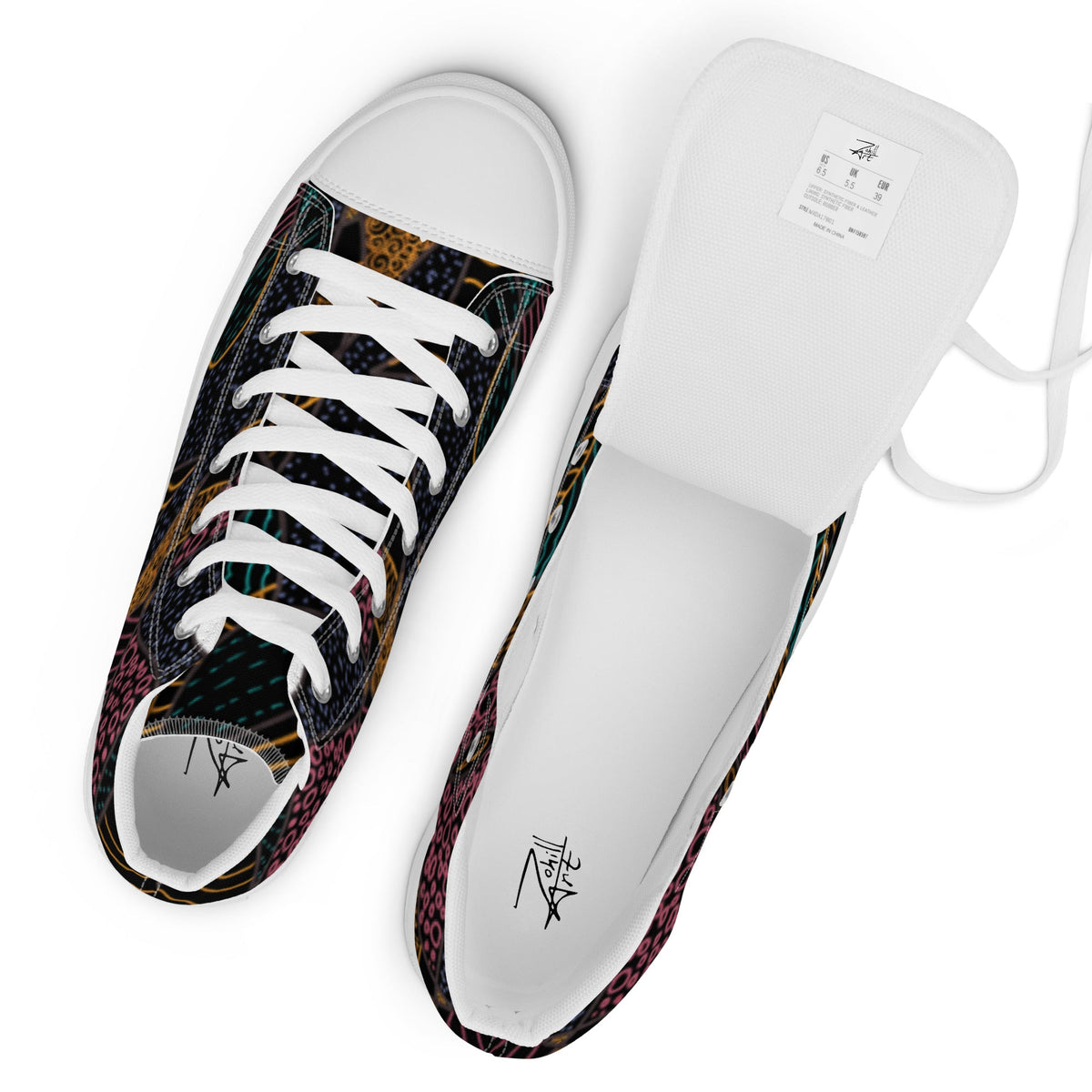 Women's INVERTED "Some Jazz Schematic" High Top Canvas Shoes by Brian Tohill — branding detail