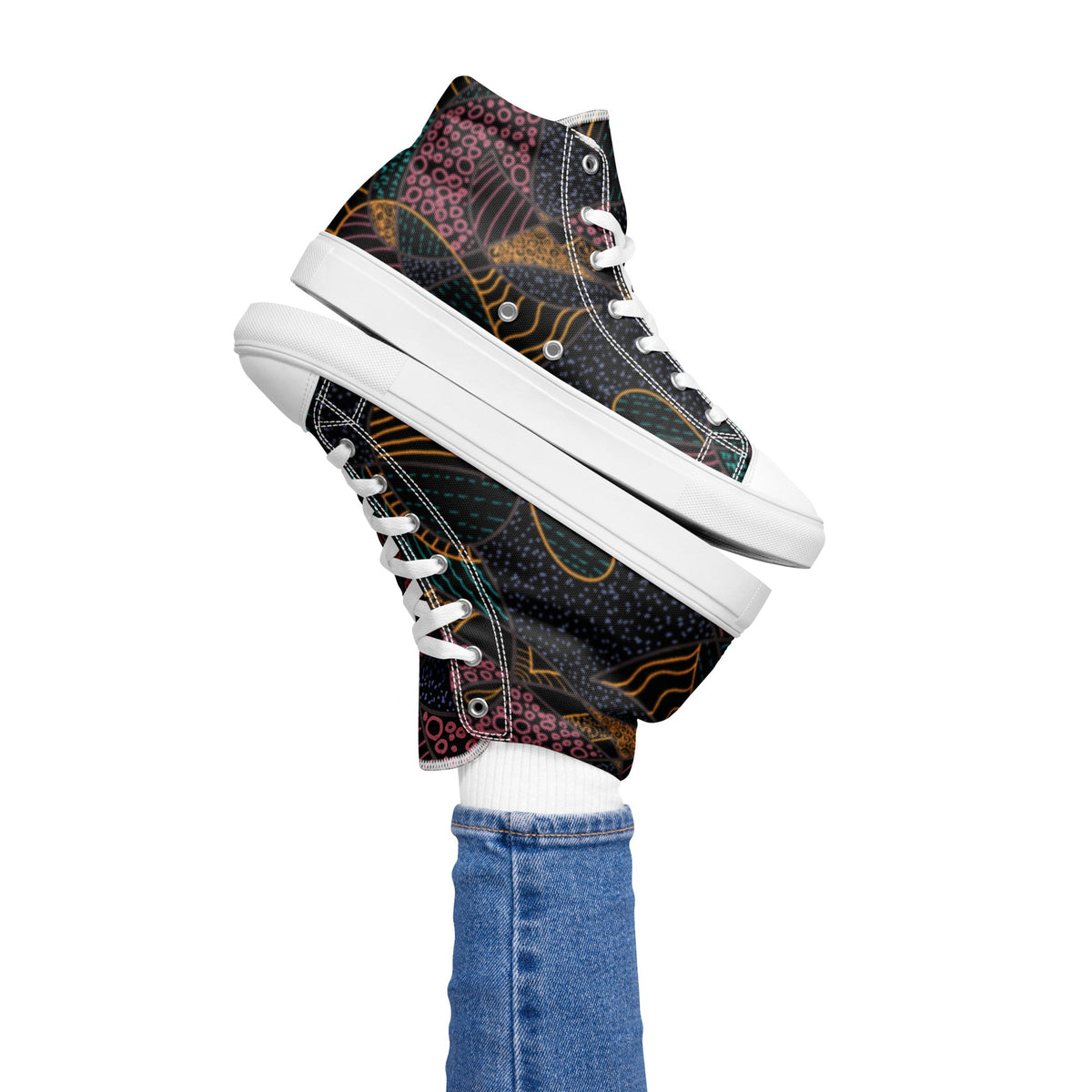 Women's INVERTED "Some Jazz Schematic" High Top Canvas Shoes by Brian Tohill — left side view