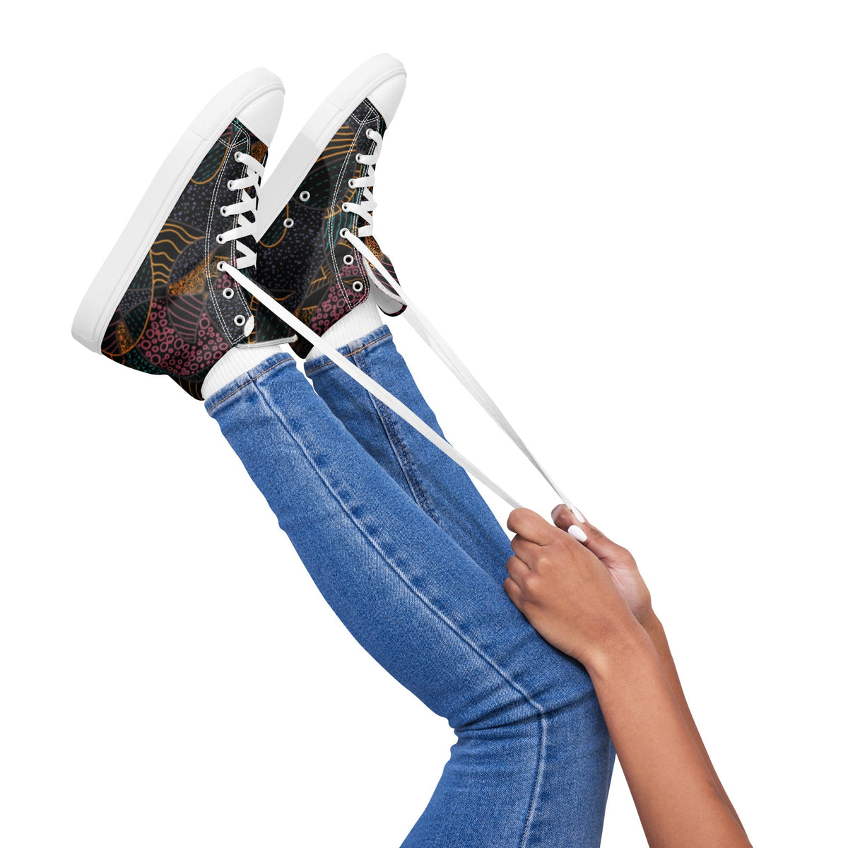 Women's INVERTED "Some Jazz Schematic" High Top Canvas Shoes by Brian Tohill — right side view
